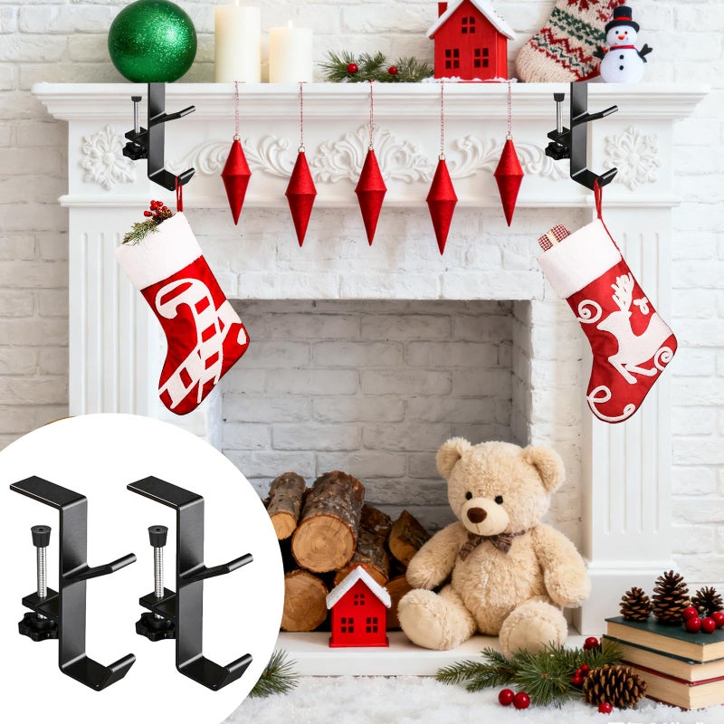KISOY Fireplace Stocking Holder, Christmas Mantle Garland Hanger, Mantel Hook for Holiday Decorations,Adjustable Fireplace Stocking and Garland Hanger (Branch-Style, 4) - Image 2